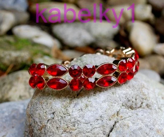 Náramok zlatý červený brúsené sklo 