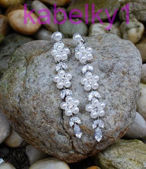 Náušnice perličky spoločenské strieborné brúsené sklo 