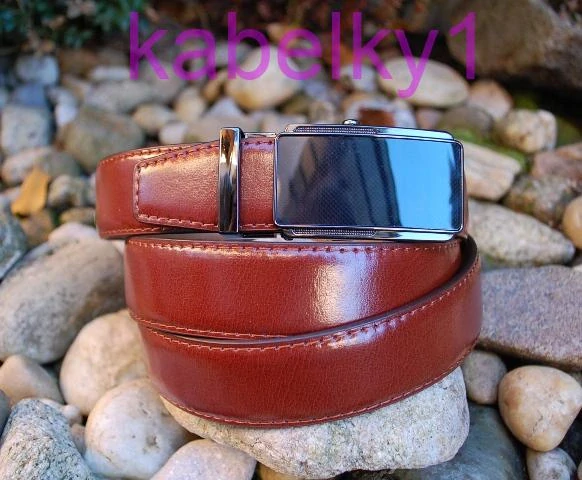 Opasok hnedý koňakový kožený štepovaný oceľové kovanie