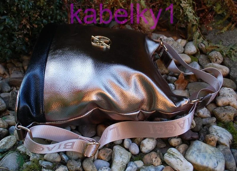 Batoh zlatý tmavý kabelka zlaté kovanie Laura Biaggi