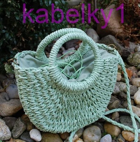 Kabelka mint mentolová špagátová pletená