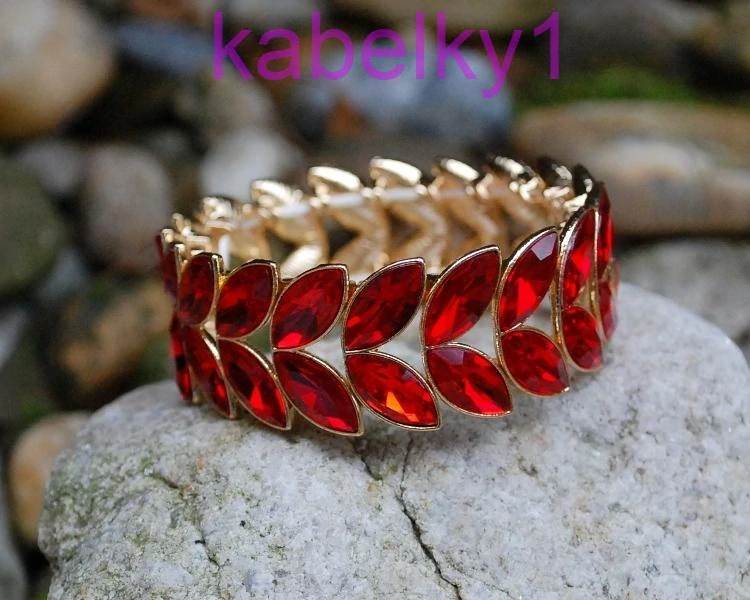 Náramok červený zlatý brúsené sklo 