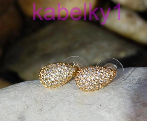 Náušnice zlatej farby brúsené sklo slzičky   