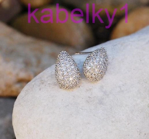 Náušnice striebornej farby brúsené sklo slzičky   