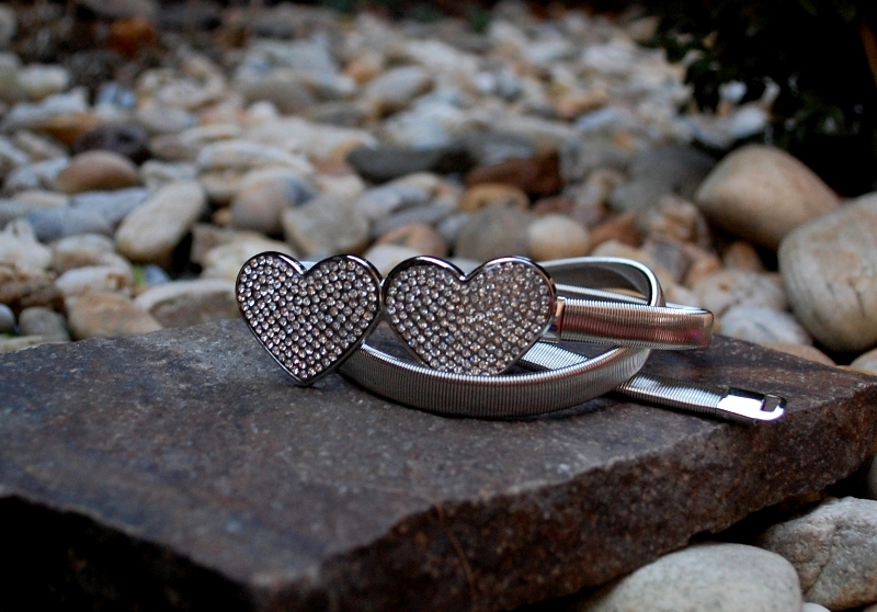 Opasok srdiečka strieborný pružný kovový