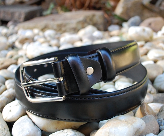 Opasok čierny široký kožený oceľové kovanie