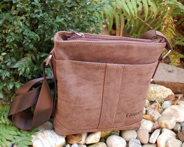  Pánska taška hnedá melírovaná štepovaná crossbody