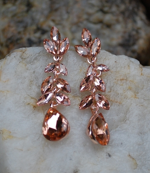 Náušnice rose gold brúsené sklo spoločenské
