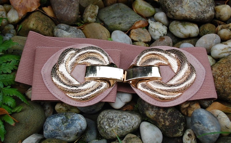 Opasok ružový pružný zlatá pracka 