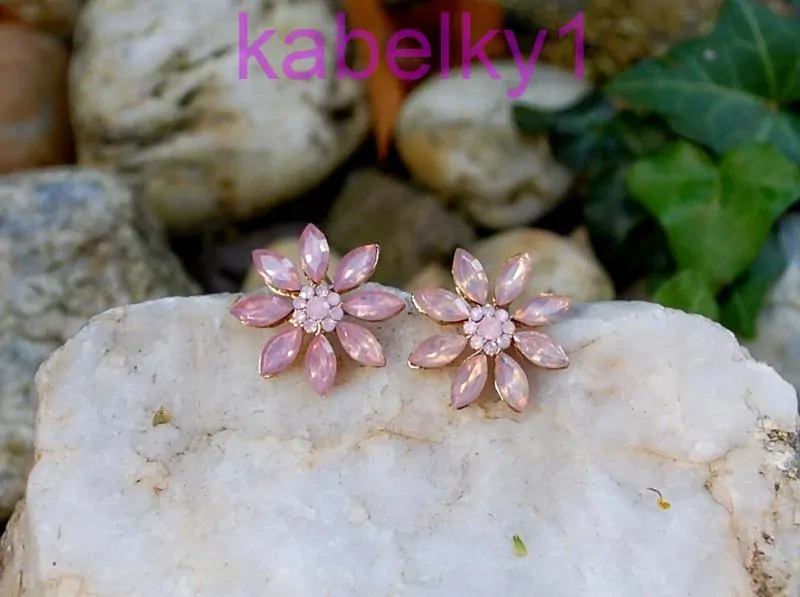 Náušnice rose gold zlatisté kvietky brúsené sklo 