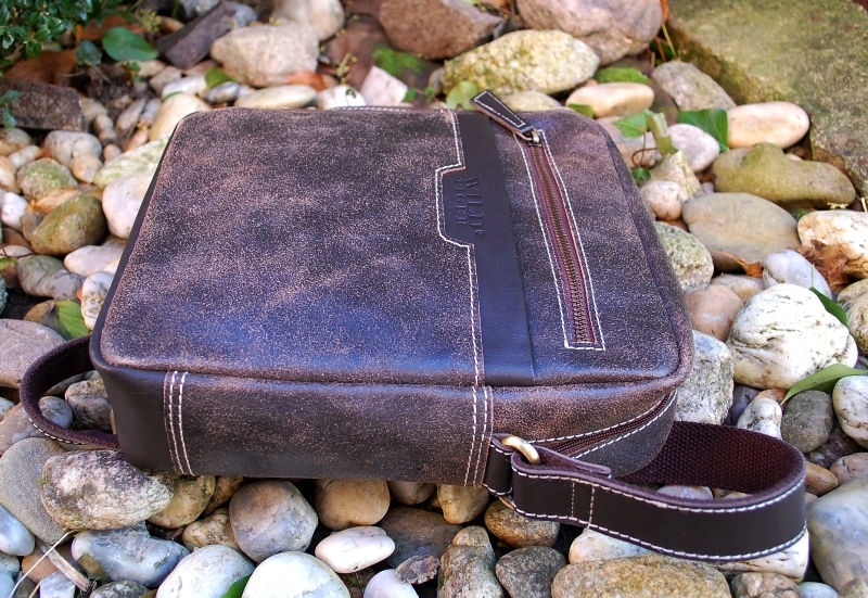  Panská hnedá melírovaná taška z kože WILD