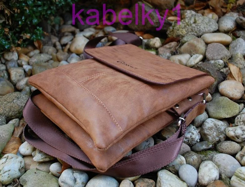  Pánska taška hnedá koňaková štepovaná crossbody 