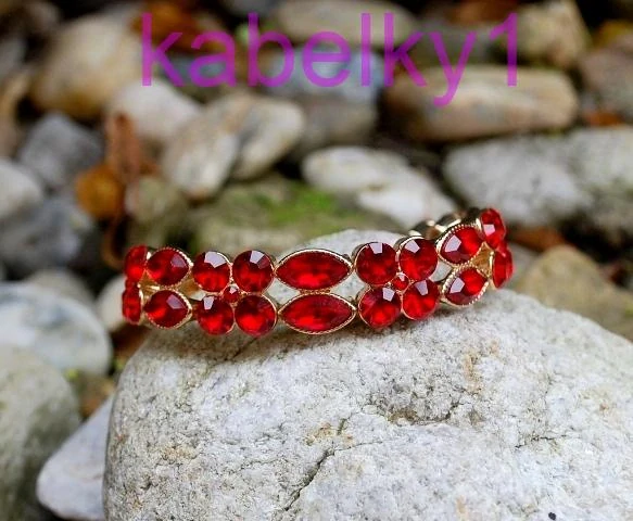 Náramok zlatý červený brúsené sklo 