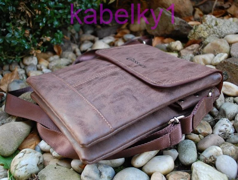  Pánska taška hnedá štepovaná crossbody 