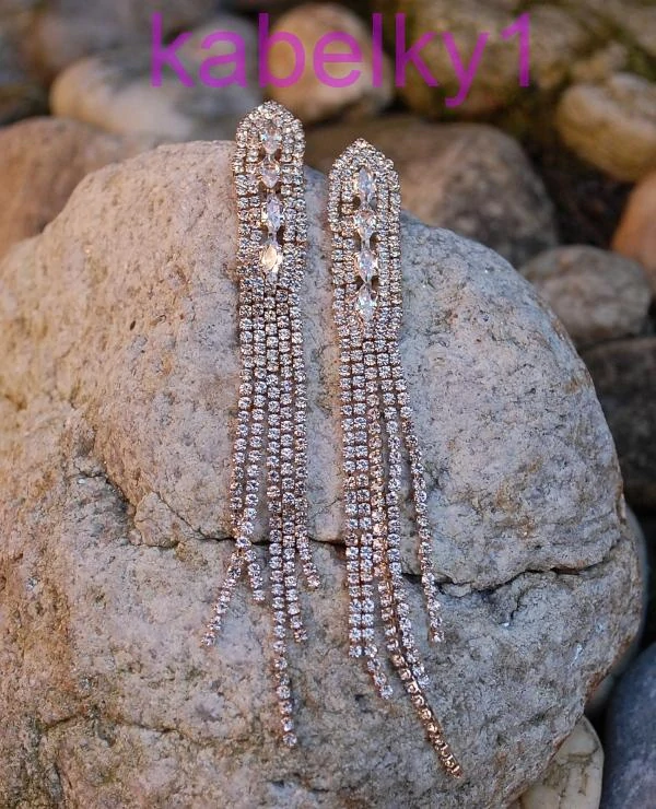 Náušnice štrasové spoločenské zlatá farba brúsené sklo