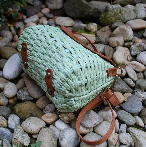Kabelka špagátová zeleno hnedá pletená
