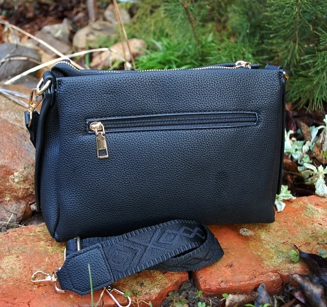 Kabelka čierna pletená rúčka dlhé ramienko