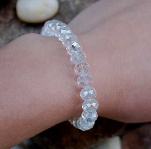 Náramok dúhový brúsené sklo farebný odlesk