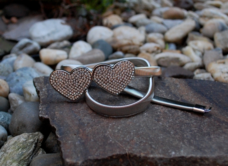 Opasok srdiečka strieborný pružný kovový