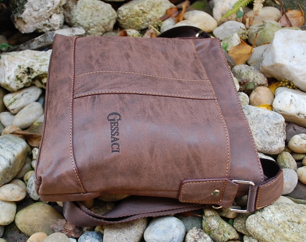  Pánska taška hnedá melírovaná štepovaná crossbody