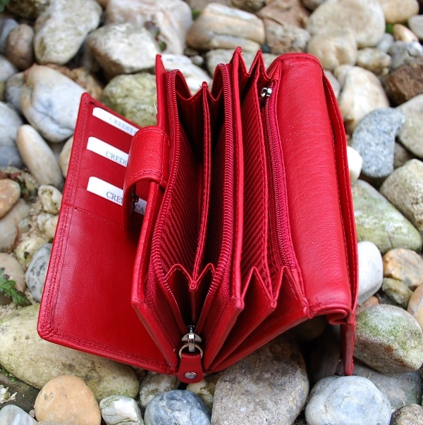Červená dámska peňaženka pracka koža ROBERTO