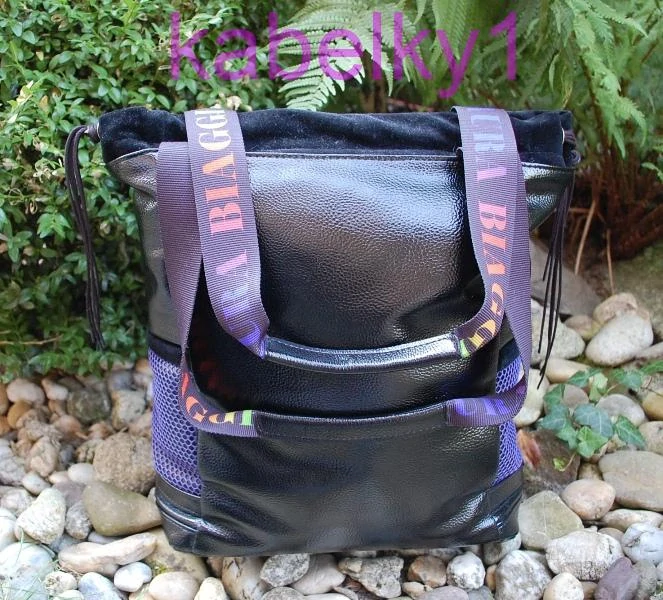 Kabelka čierna fialová s farebnými rúčkami LAURA BIAGGI