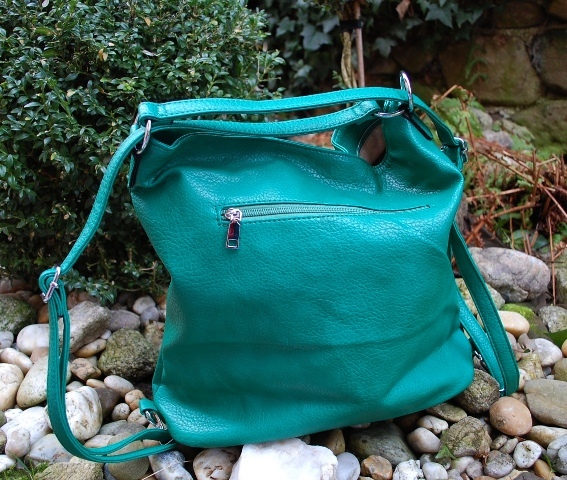 Kabelka zelená crossbody strieborné kovanie 