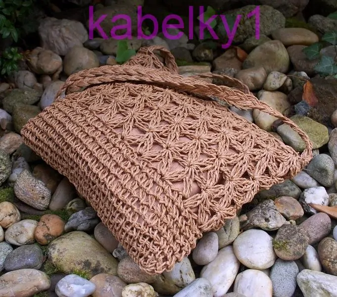 Kabelka mint mentolová špagátová pletená