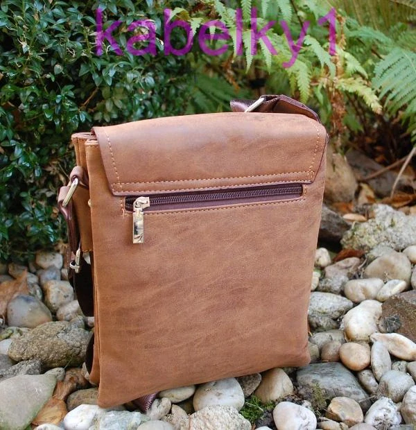  Pánska taška hnedá koňaková štepovaná crossbody 