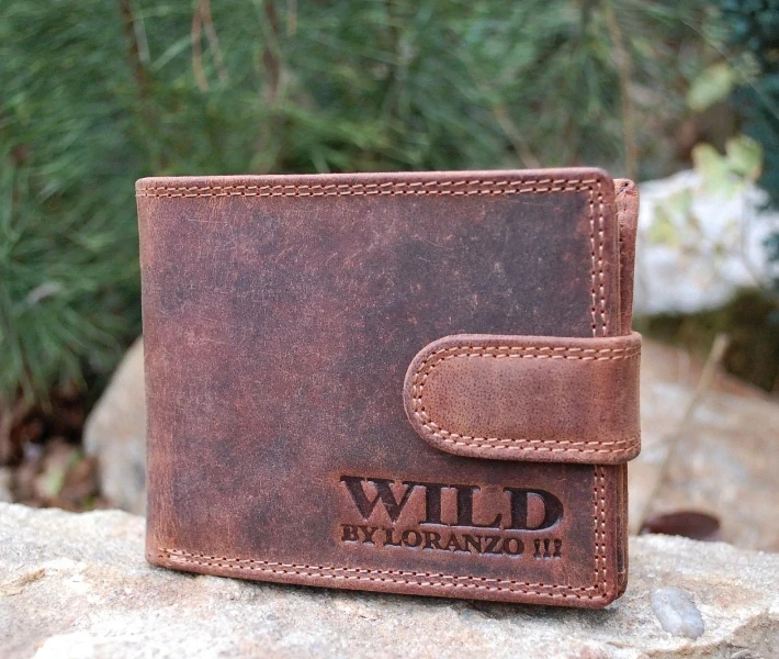 Pánska kožená peňaženka pracka hnedá koňaková brúsená WILD 