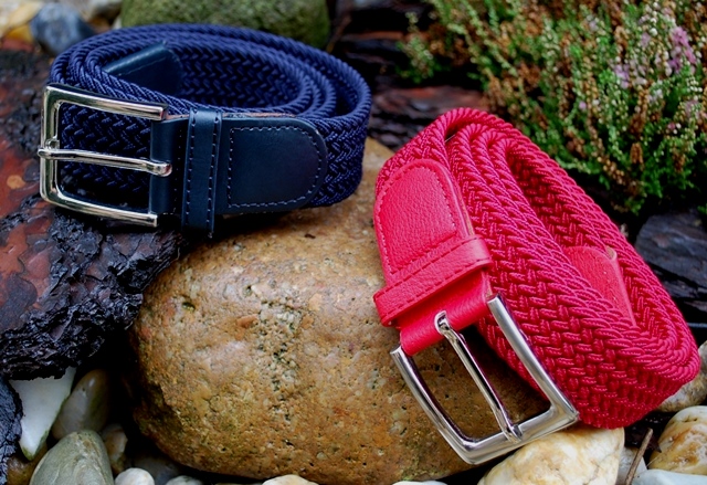 Opasok unisex modrý pletený pružný strieborné kovanie