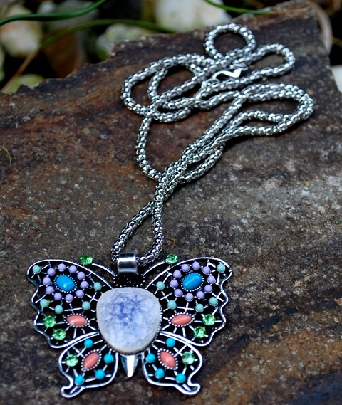 Náhrdelník tyrkysové srdiečko modrá mint zlatá