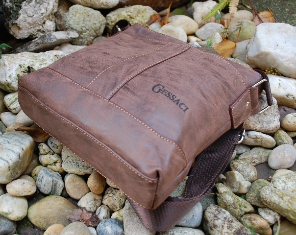  Pánska taška hnedá melírovaná štepovaná crossbody