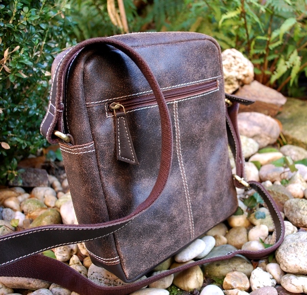  Panská hnedá melírovaná taška z kože WILD