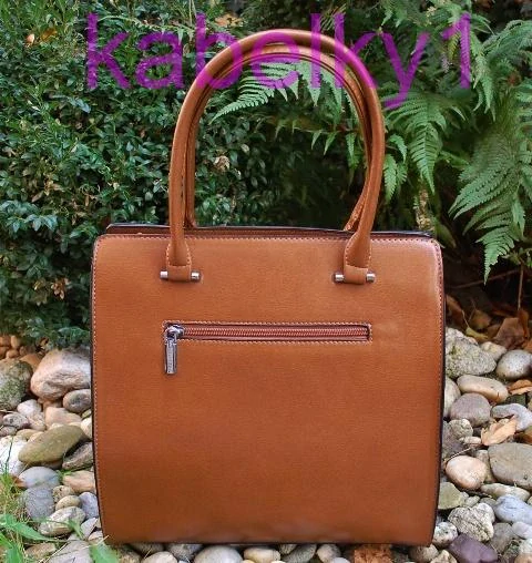 Kabelka krémová hnedá koňaková elegantná