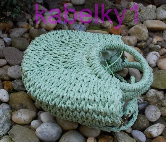 Kabelka mint mentolová špagátová pletená