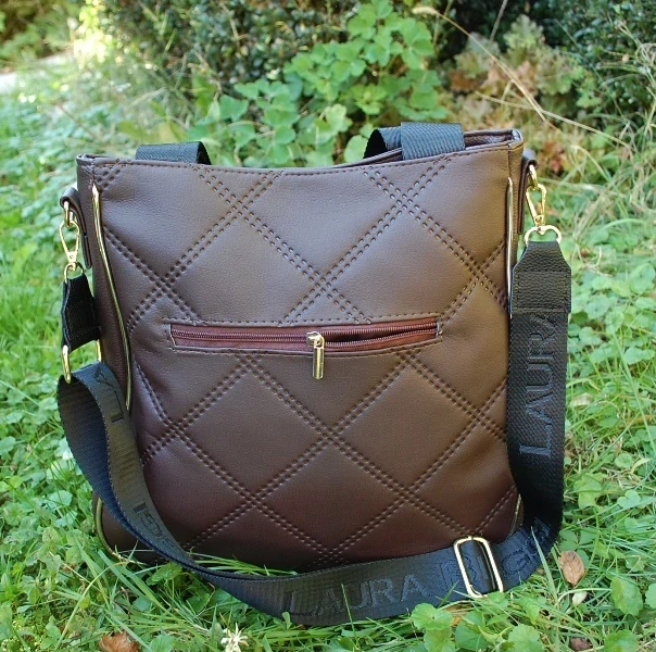 Kabelka hnedá so zlatým lemom dlhé ramienko Laura Biaggi