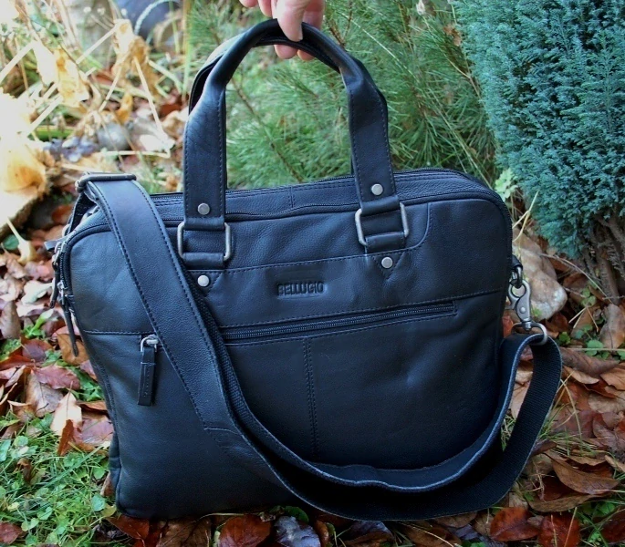 Pánska čierna kožená aktovka kufrík veľká BELLUGIO