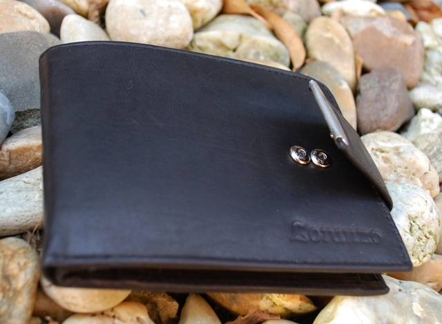 Pánska peňaženka čierna koža pracka strieborné kovanie Loranzo