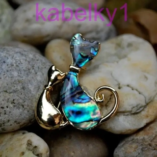 Brošňa MONA mačičky zlatá a perleťová