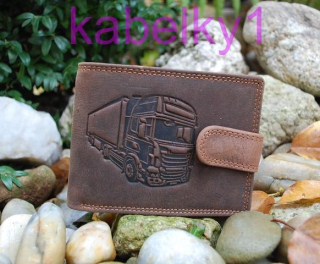 Pánska kožená peňaženka pracka hnedá koňaková kamión 