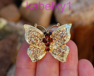 Brošňa MONA motýlik rose gold brúsené sklo 