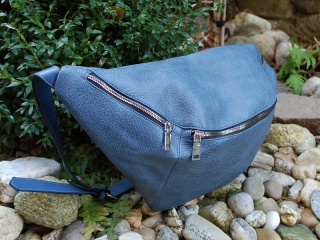 Kabelka modrá ľadvinka čierny zips veľká