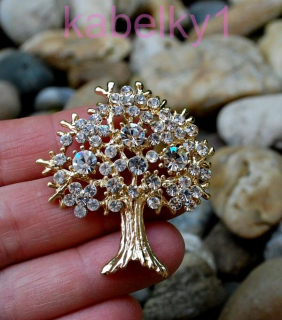 Brošňa MONA strom života zlatá farba