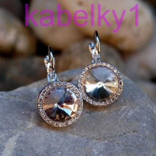 Náušnice strieborné brúsené sklo štras