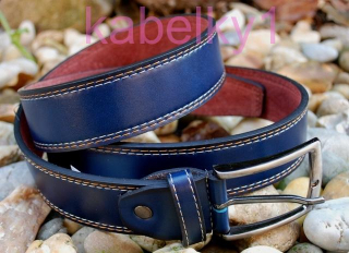 Opasok modrý tmavý široký oceľové kovanie 