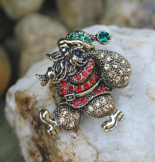 Brošňa červeno zlato zelený Mikuláš