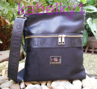 Kabelka čierna zlatá štepovaná crossbody LAURA BIAGGI