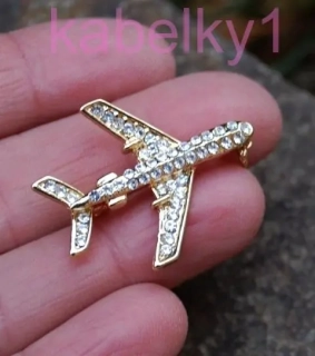 Brošňa MONA strieborná lietadlo strieborné sklo