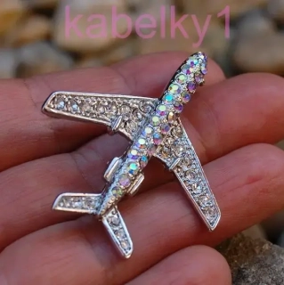 Brošňa MONA strieborná lietadlo strieborné sklo